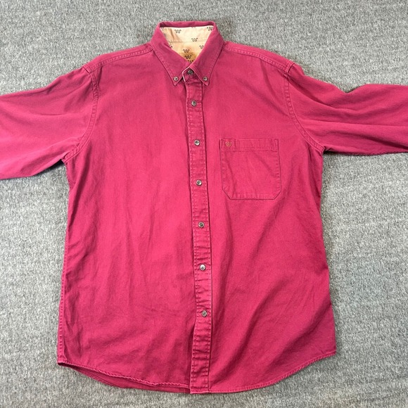 King Ranch Button Down Shirt Western Style Casual Top Long Sleeve Mens Large Red - Picture 2 of 10